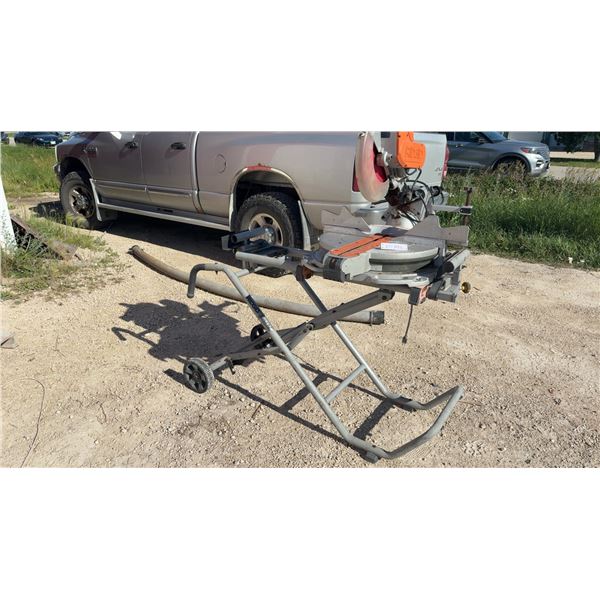Ridgid 10" Sliding Compound Miter Saw with Universal Folding Stand on Wheels (Damage on Handle)