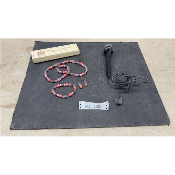 Beaded Necklace, Bracelet, Earrings, & Sony Microphone