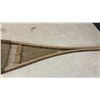 Image 9 : Vintage Algonquin-Style Wooden Snowshoes with Rawhide Lacing and Fabric Bindings, 59" x 12"