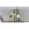 Image 11 : Pair of Brass Hanging Light Fixtures w/ 2-Light Sockets, Bulbs, & Chains, Approximately 22" Tall.