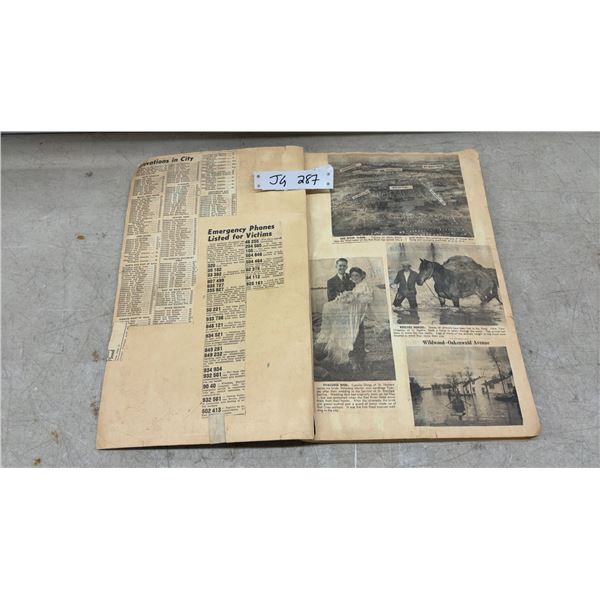 Scrapbook of the 1950 Winnipeg, Manitoba Flood with Full Pages of News Clippings and Photos