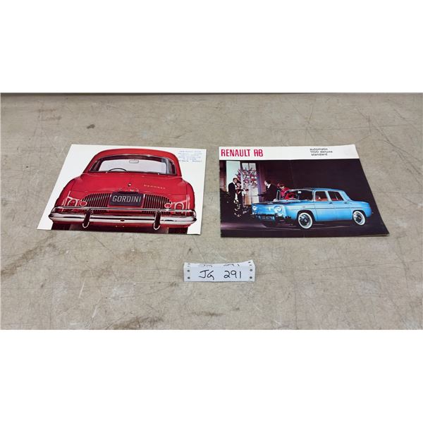 Renault Gordini Sales Car Brochure and a Renault R8 Automatic 1100 Deluxe Standard Brochure