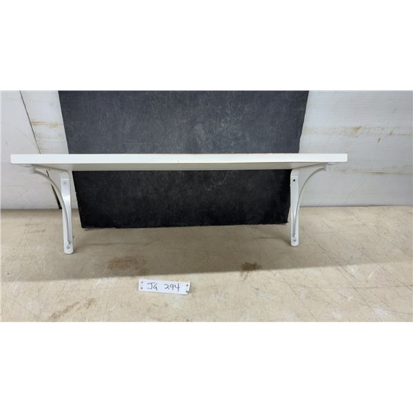 White Wall Shelf With Curved Metal Brackets 8" x 23 1/2"