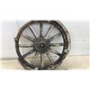 Image 2 : Antique Wooden Spoked Wheel with Metal Rim & Hub, 21" Diameter