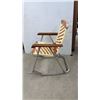 Image 2 : Vintage Aluminum & Woven Fabric Strap Rocking Chair, Brown & Cream Diagonal Weave