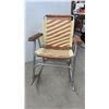 Image 4 : Vintage Aluminum & Woven Fabric Strap Rocking Chair, Brown & Cream Diagonal Weave