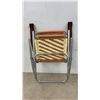Image 7 : Vintage Aluminum & Woven Fabric Strap Rocking Chair, Brown & Cream Diagonal Weave