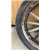 Image 3 : Antique Early 20th Century Wooden Artillery Wheel with Goodyear Pneumatic Tire and Demountable Rim