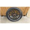 Image 7 : Antique Early 20th Century Wooden Artillery Wheel with Goodyear Pneumatic Tire and Demountable Rim