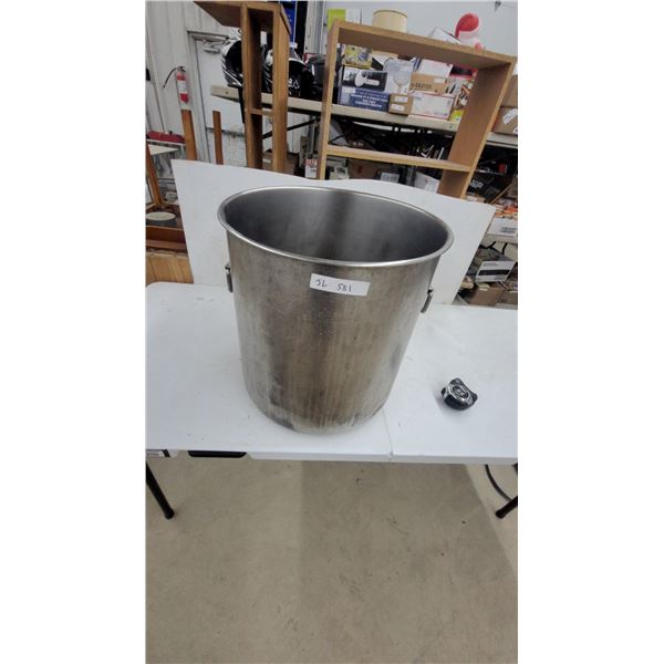 Large Stainless Steel Cylindrical Stock Pot with Welded Side Handles 18" Diameter 19.6" Tall