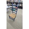 Image 1 : Slate Blue Ladder-Back Dining Chair With Woven Rush Seat