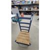 Image 2 : Slate Blue Ladder-Back Dining Chair With Woven Rush Seat