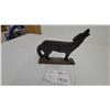 Image 1 : Vintage Cast Iron Howling Wolf Boot Scrape with Rectangular Mounting Plate 7" x 9"