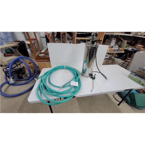 Stainless Steel Manual Pump Sprayer with Pressure Gauge, Trigger Wand, and Hose