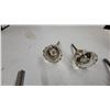 Image 3 : Antique Faceted Glass Doorknobs and Drawer Pulls with Brass Hardware
