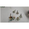 Image 6 : Antique Faceted Glass Doorknobs and Drawer Pulls with Brass Hardware