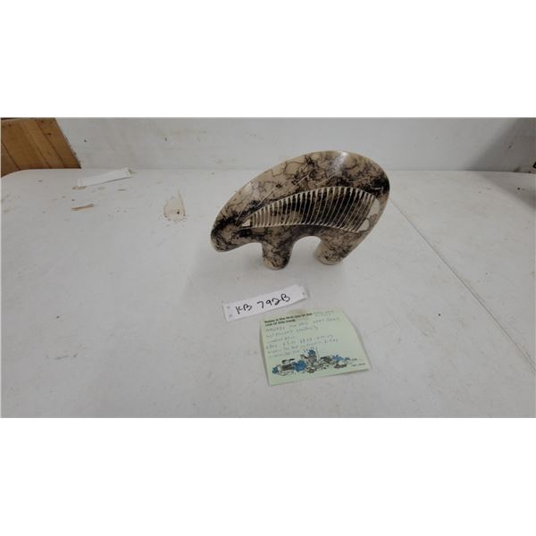 Navajo Horsehair Pottery "Sart Bear" by Tom Vail with Etched Symbols