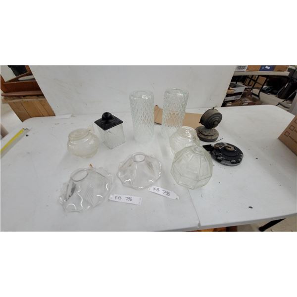 Assortment of Vintage Clear Glass Light Shades, Globes, and Fixture Components