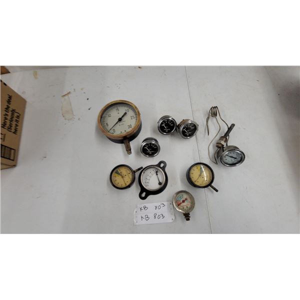 Vintage Assortment of Pressure Gauges Including J. Morrison Brass Mfg. Co. 0-30 PSI and More