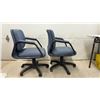 Image 7 : Pair of Blue Fabric Office Task Chairs With Black Armrests and Five-Star Caster Bases & Rolling