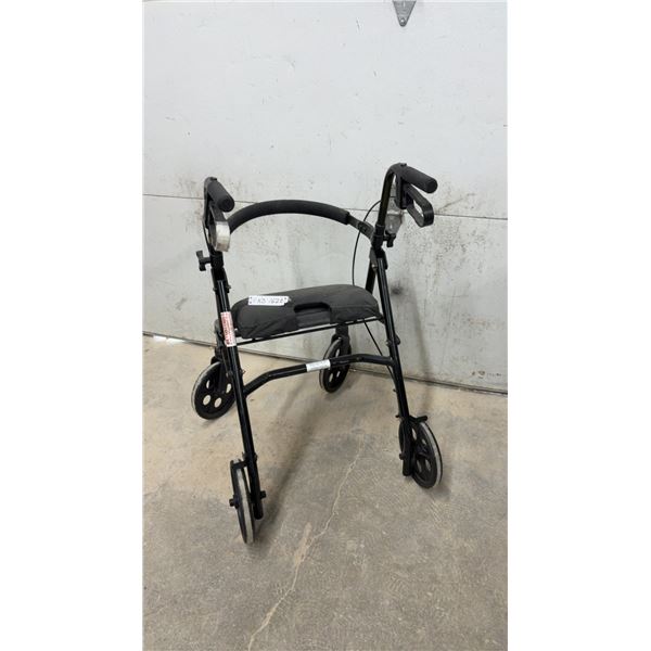 Drive Medical Four-Wheel Rollator Walker with Padded Seat and Hand Brakes, Black