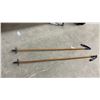 Image 6 : Vintage Quebecker 185cm Skis with Look Roty-O-Matic 75mm Bindings and Wooden Poles
