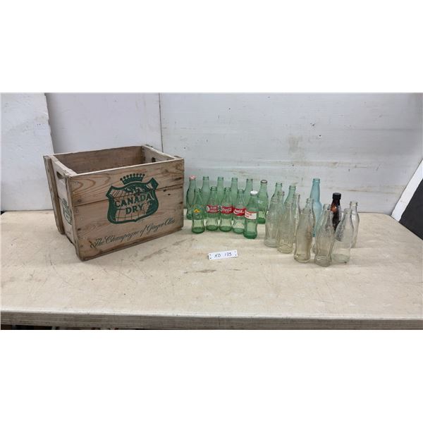 Vintage Canada Dry Ginger Ale Wooden Crate and Coca-Cola Glass Bottle Collection