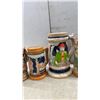 Image 3 : Collection of Ten German-Style Ceramic Beer Steins With Embossed Relief Scenes