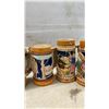Image 5 : Collection of Ten German-Style Ceramic Beer Steins With Embossed Relief Scenes