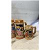 Image 6 : Collection of Ten German-Style Ceramic Beer Steins With Embossed Relief Scenes