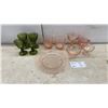 Image 1 : Vintage Depression Glass Lot, Anchor Hocking Forest Green Sherbets and Federal Diana Plate