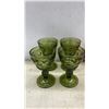 Image 2 : Vintage Depression Glass Lot, Anchor Hocking Forest Green Sherbets and Federal Diana Plate
