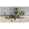 Image 1 : Vintage Brass Vase, Candlesticks, Pitcher, Mortar, and Nautical Pilsner Glasses and More