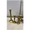 Image 2 : Vintage Brass Vase, Candlesticks, Pitcher, Mortar, and Nautical Pilsner Glasses and More