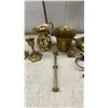 Image 3 : Vintage Brass Vase, Candlesticks, Pitcher, Mortar, and Nautical Pilsner Glasses and More