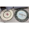 Image 4 : RCMP Crested Stemware, Green Transferware Plates, Union Jack Commemorative Plate and 2 Empty