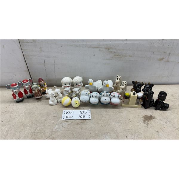 Collection of Vintage Mid-Century Japanese Ceramic Figural Salt and Pepper Shaker Sets