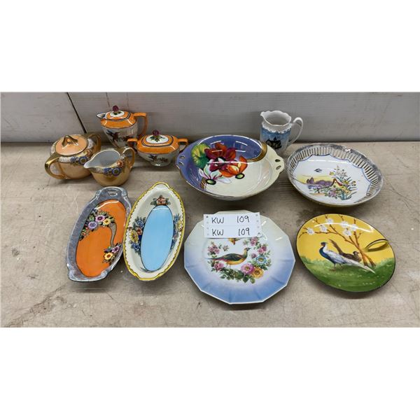 Noritake Hand-Painted Porcelain Oval Serving Dishes with Floral Design and More, Circa 1914-1940