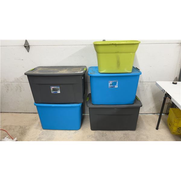 5 Totes with 4 Lids