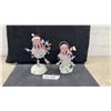 Image 1 : Two Frosted Glass Bobble Snowman Figurines: One Ice Skating, One Skiing, Each with Scarf & Lights.
