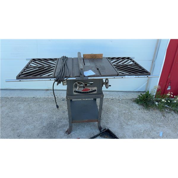 Beaver Rockwell Vintage Table Saw 1 H.P., with Cast Iron Extension Wings and Handwheel Adjustments