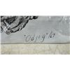 Image 2 : Daphne Odjig 1967 Signed Black and White Print of Elderly Indigenous Figure, 13" x 10"