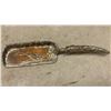 Image 2 : Vintage Silver-Plated Crumb Scoop with Flying Ducks Design and Two Glass Oil Lamps with Chimneys