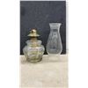 Image 8 : Vintage Silver-Plated Crumb Scoop with Flying Ducks Design and Two Glass Oil Lamps with Chimneys