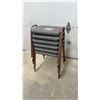 Image 1 : Set of Six Stackable Utility Stools with Bronze Metal Frames and Grey Upholstered Seats