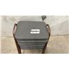Image 2 : Set of Six Stackable Utility Stools with Bronze Metal Frames and Grey Upholstered Seats