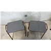 Image 6 : Set of Six Stackable Utility Stools with Bronze Metal Frames and Grey Upholstered Seats