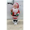 Image 1 : Santa Claus Blow Mold Figure with Teddy Bear & Green Gloves, Lighted, 31" Tall