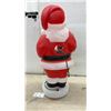 Image 2 : Santa Claus Blow Mold Figure with Teddy Bear & Green Gloves, Lighted, 31" Tall