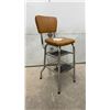 Image 1 : Vintage 1950s-60s Cosco Chrome Kitchen Step Stool Chair with Tan Vinyl Seat and Backrest